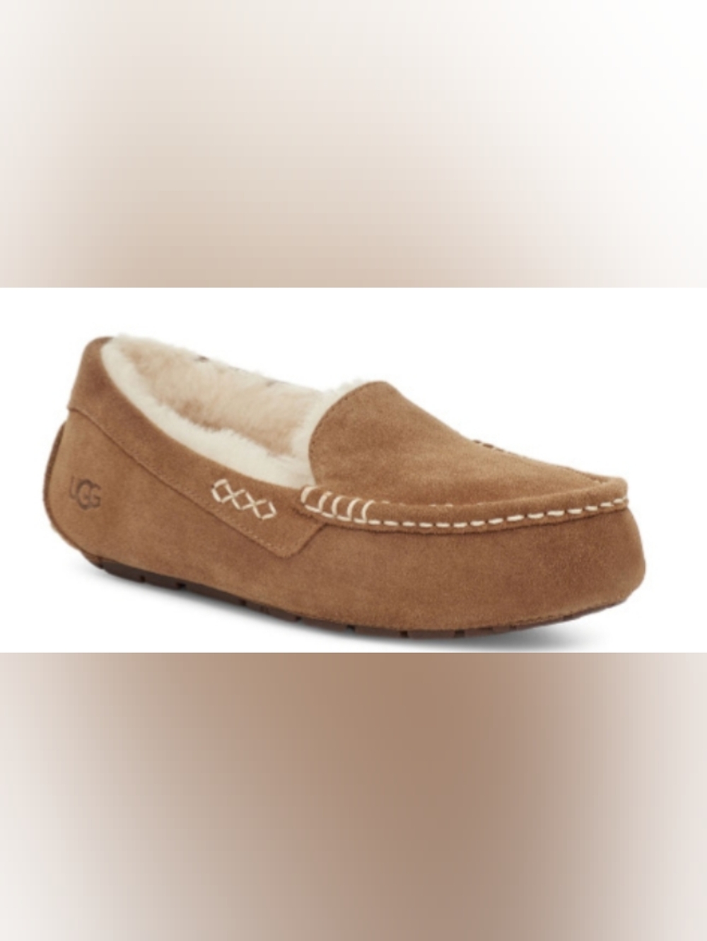 UGG Wmns Ansley Suede 'Chestnut' Mocassin Slippers Size 9 MSRP $115